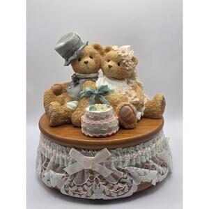 Cherished Teddies 1993 Bride & Groom Mendelson Wedding March Music Box 699349